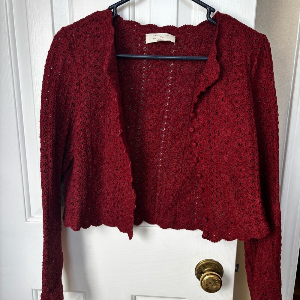 Sezane Burgundy Noelie Cardigan